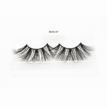 High Quality Handmade Eyelashes Wholesale 25mm Mink Fur Strip Eyelashes with Custom Lash Packaging